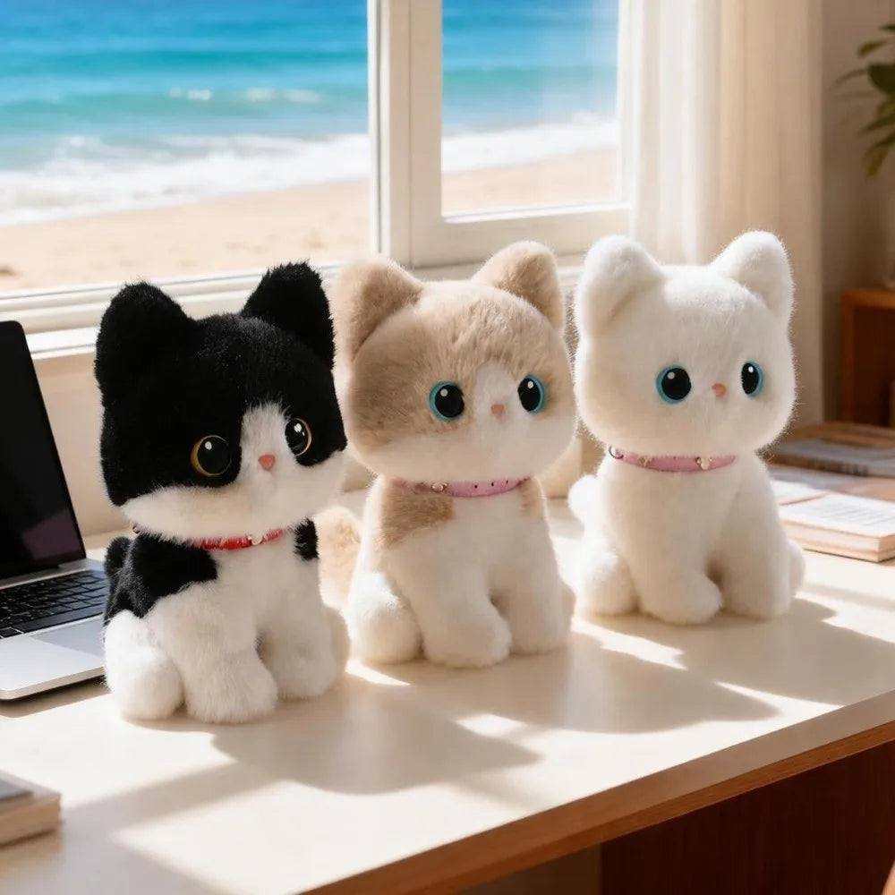 Sitting Pose Cat Plush Toy – Soft Fluffy 20cm Stuffed Animal