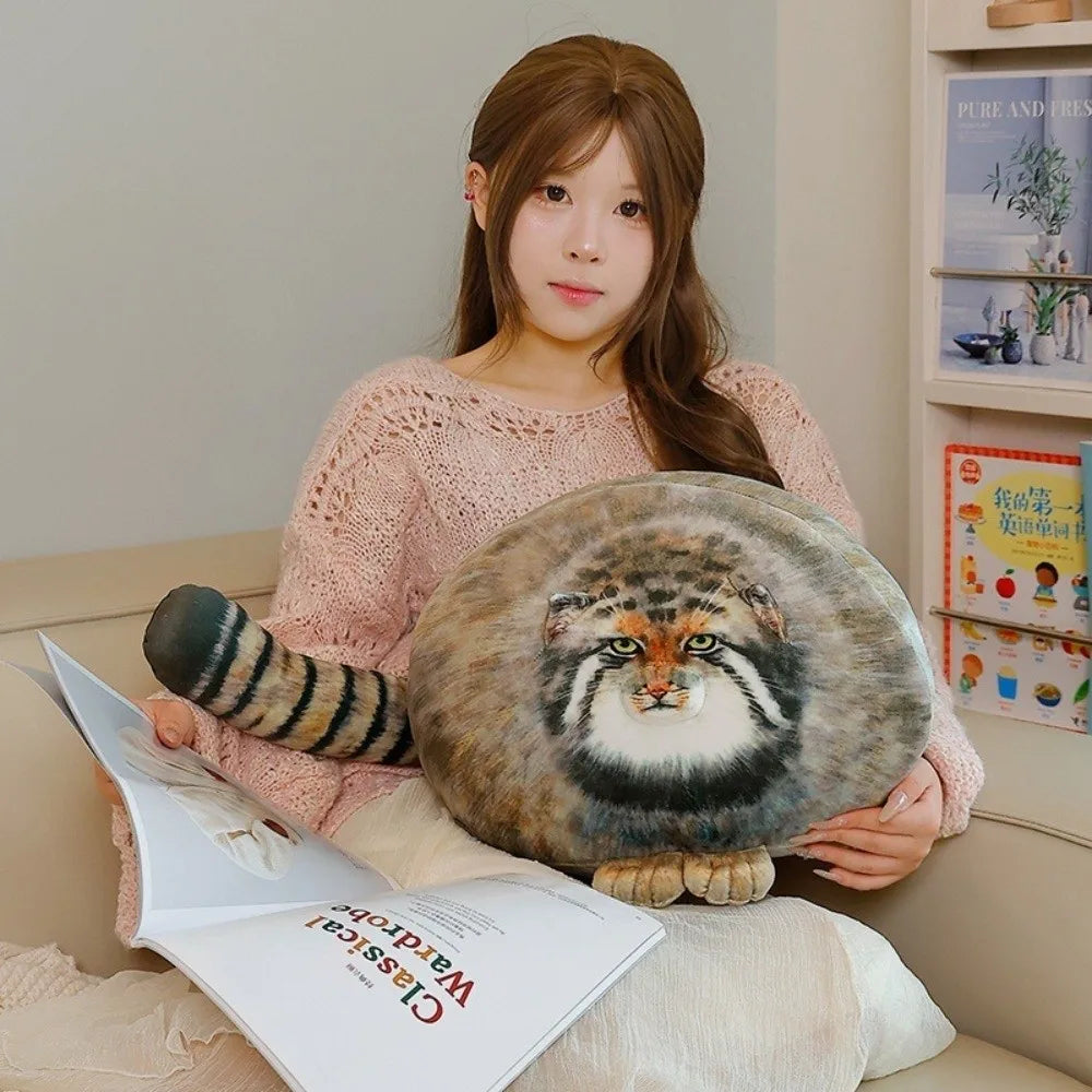 Ultra Soft Pallas Cat Plush Pillow – Realistic Huggable Gift