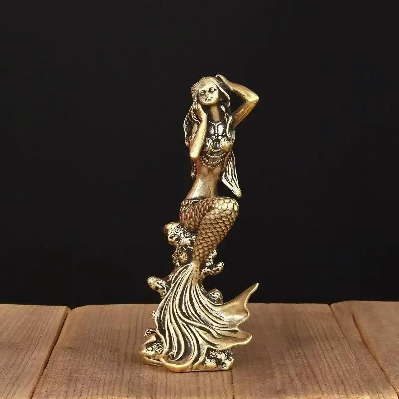Mini Brass Mermaid Figurine Statue – Home Decor & Gift