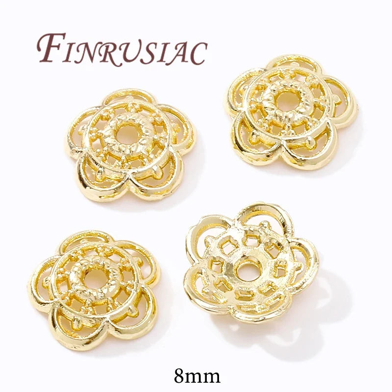 18K/14K Gold Plated Filigree Flower Bead Caps – Jewelry Making
