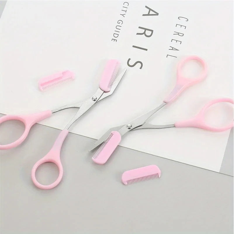 Stainless Steel Eyebrow Scissors with Comb | Precision Grooming