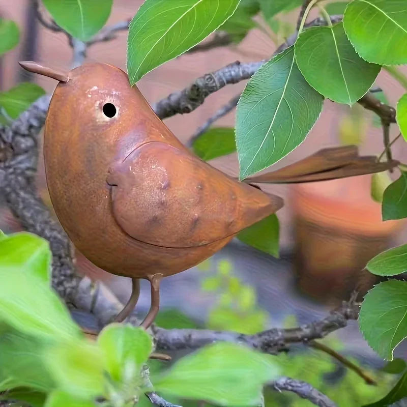 Rustic Metal Bird Statue – Iron Art Outdoor Garden Sculpture