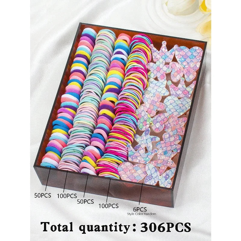 Kids Bow & Flower Elastic Hair Bands Set – No-Snag, Colorful