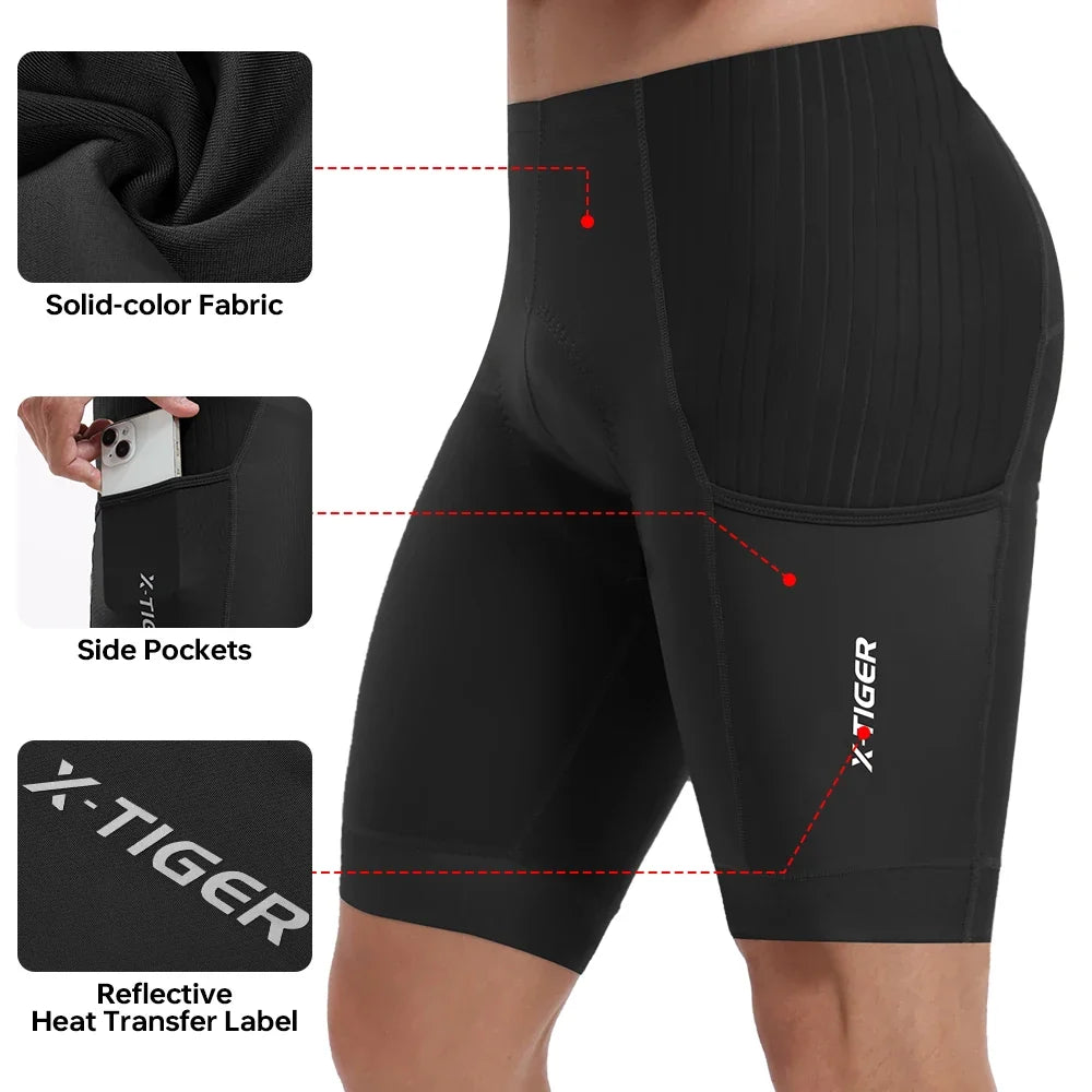 X-TIGER Men's Padded MTB Road Cycling Shorts | Breathable