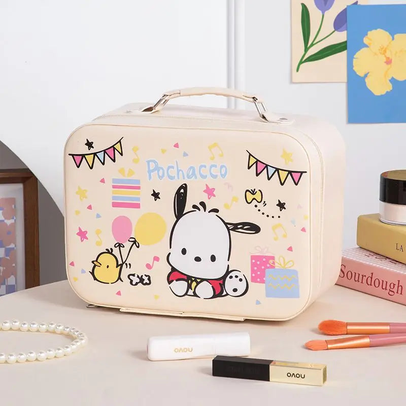 Sanrio Kawaii Makeup Bag with Mirror – Extra Large PU Leather