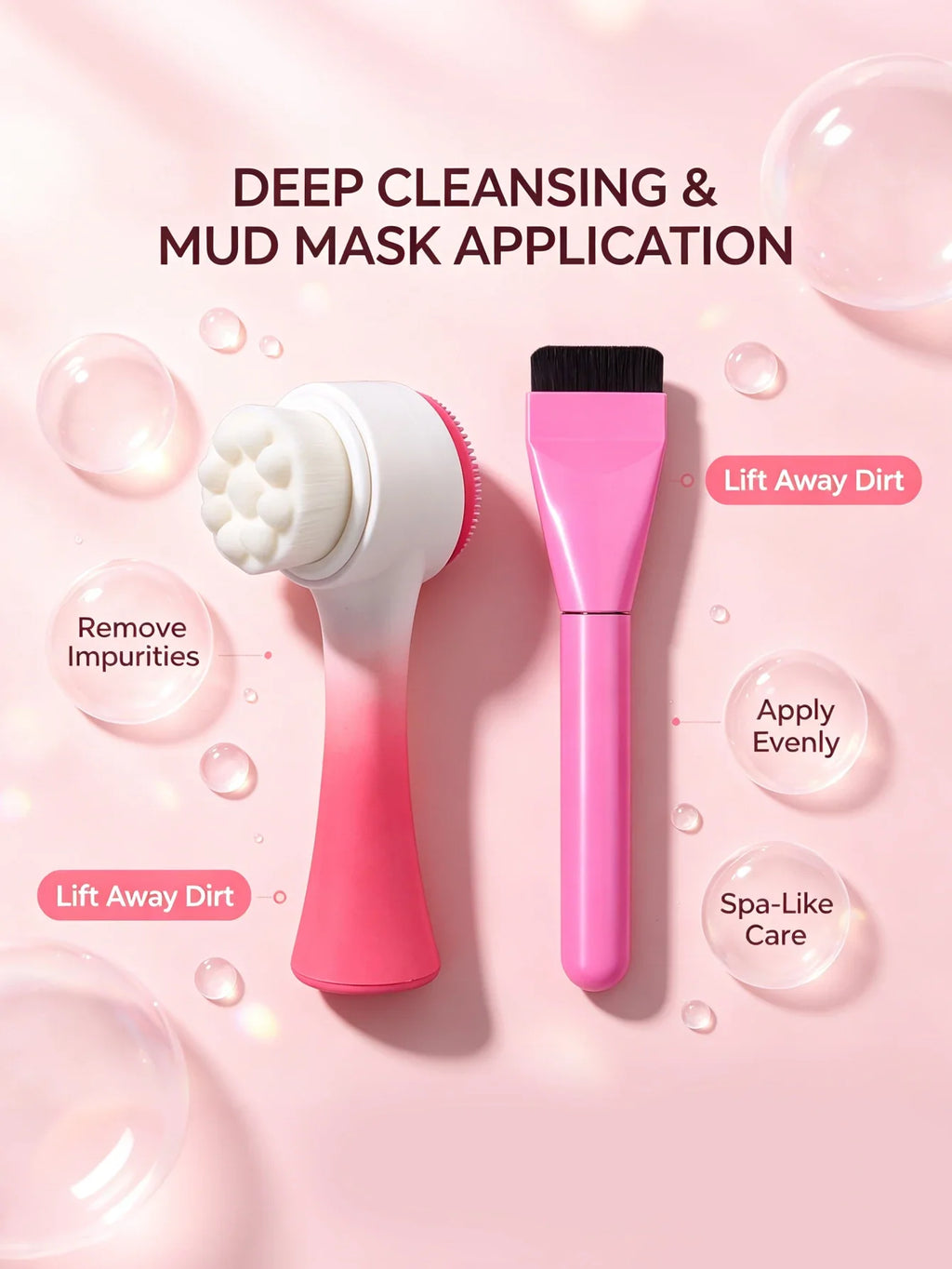 2Pcs Silicone Facial Cleansing & Mask Brush Set | Nixie