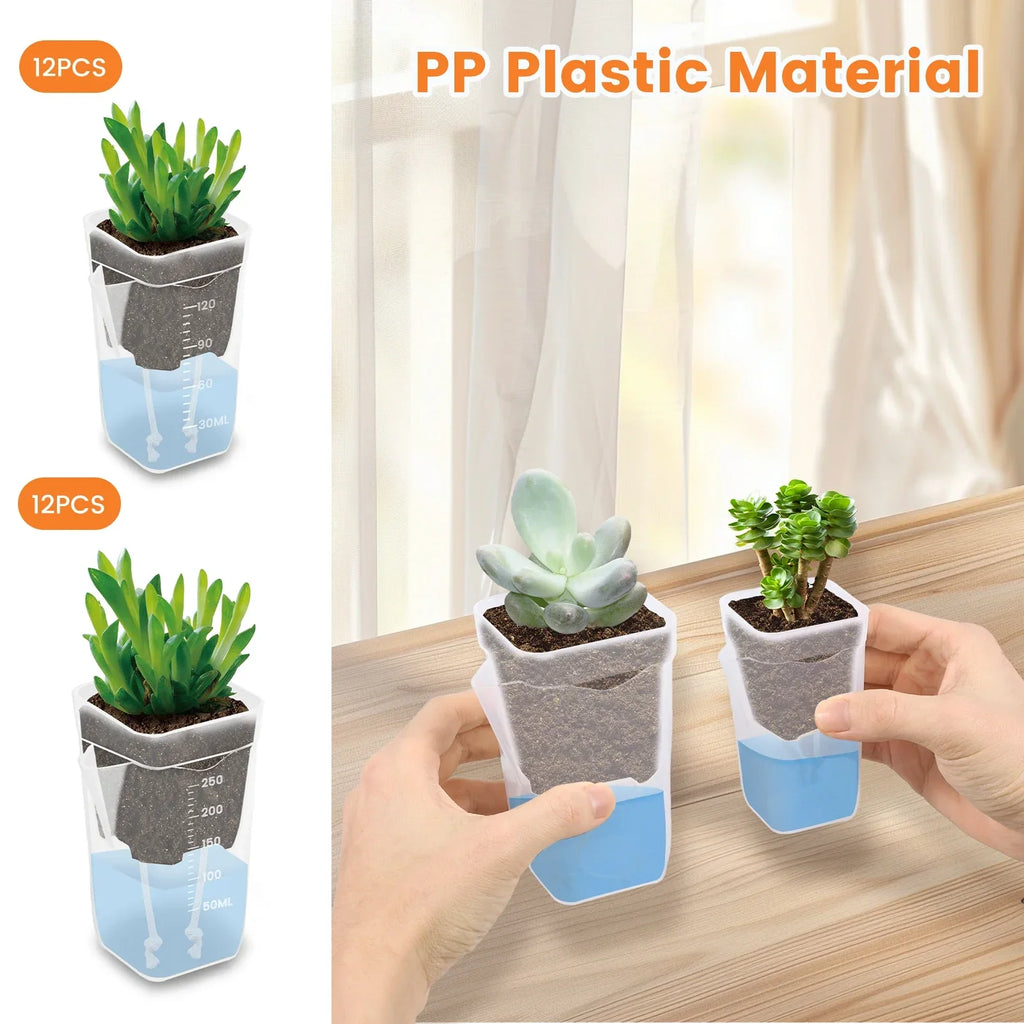 12-Pack Self Watering Plant Pots – Double Layer Nursery Pots