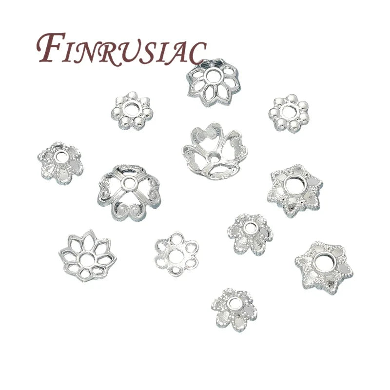 Silver Plated Flower Bead Caps for DIY Jewelry – 50/100 Pcs