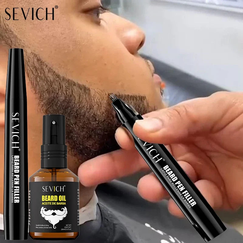 SEVICH Beard Styling Set – Growth Serum Oil & Filler Pen