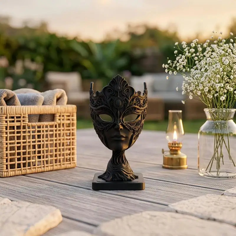 Vintage Gothic Woman Mask Sculpture | 3D Printed Dark Art Décor