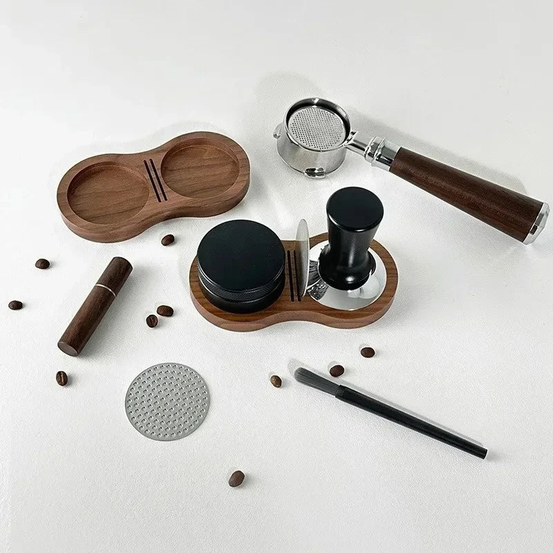 Walnut Wood Coffee Tamper Mat Station Stand 51/53/58MM