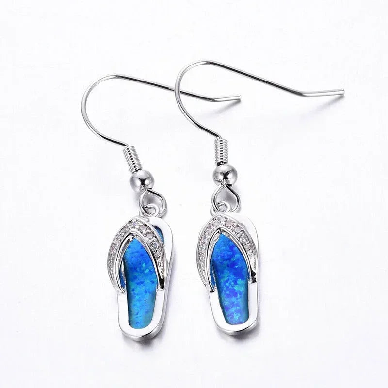 White Simulated Opal Stud Earrings – Lead & Nickel Free