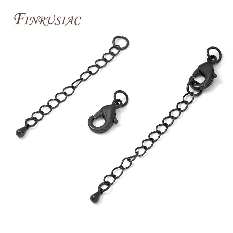 Black Brass Extension Chains with Lobster Clasps | Jewelry Making
