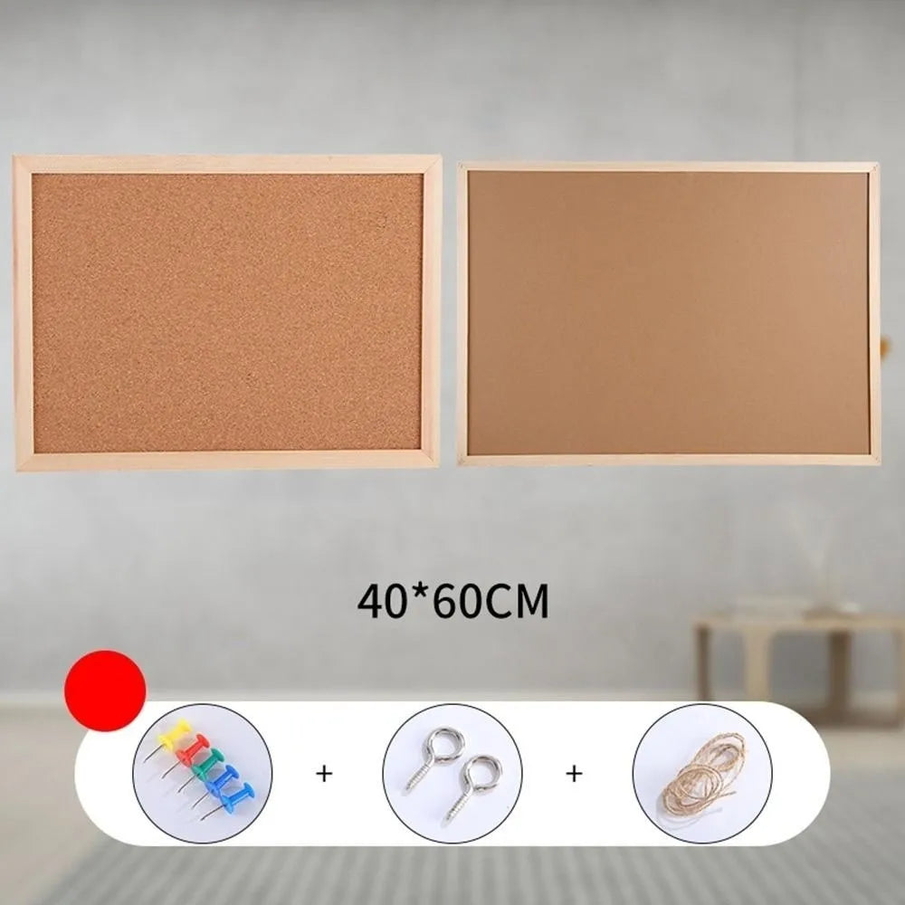 Wooden Frame Cork Bulletin Board – Hanging Memo Display Board