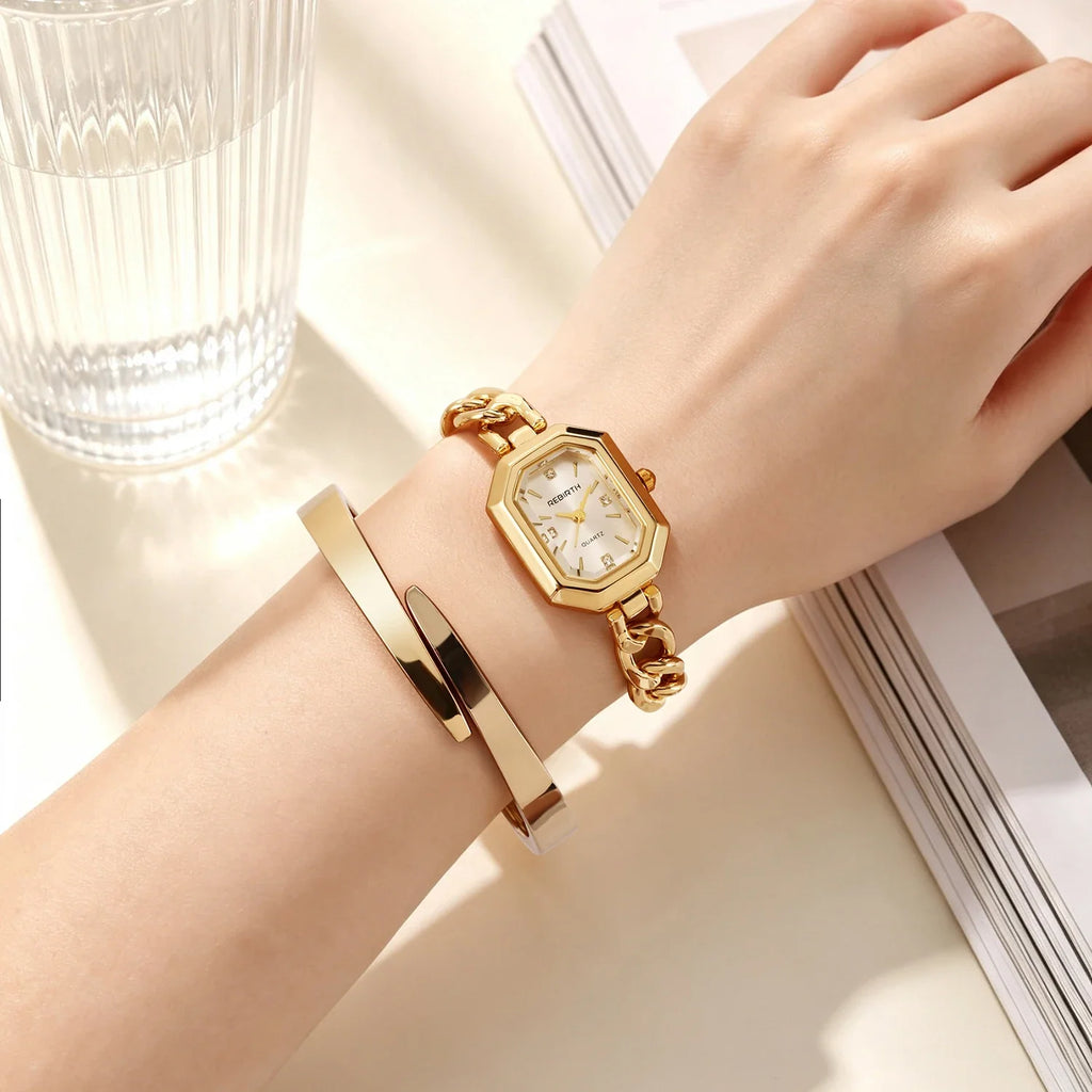 REBIRTH 2-Piece Casual Watch & Bracelet Set – Digital Quartz