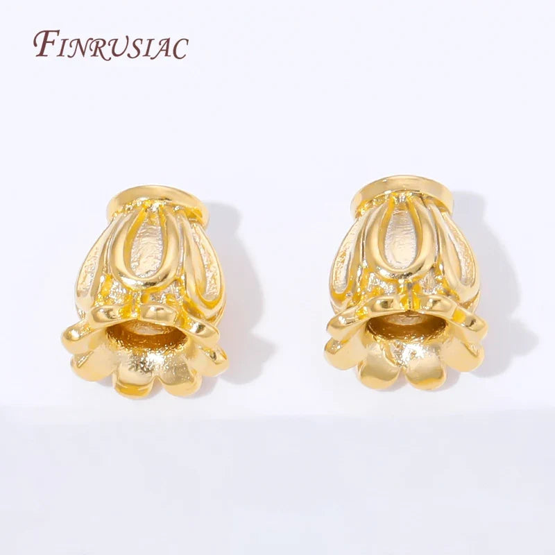 Tulip Flower Tassel End Caps – Gold Brass Bead Cap Findings