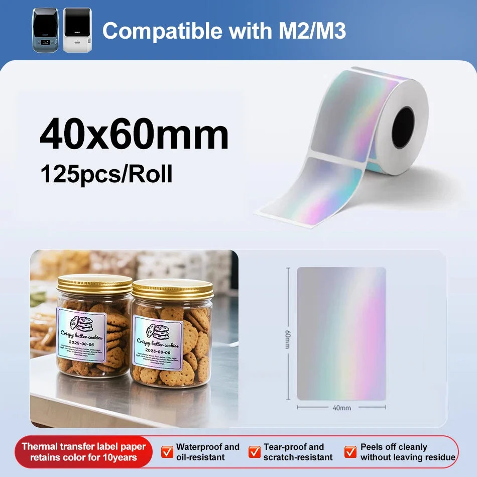 Niimbot M2/M3 Silver Thermal Transfer Label Stickers – Round & Square