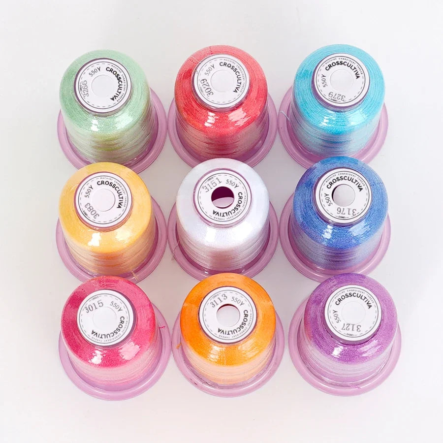 9-Color Embroidery Thread Set – 550 Yards Polyester Floss