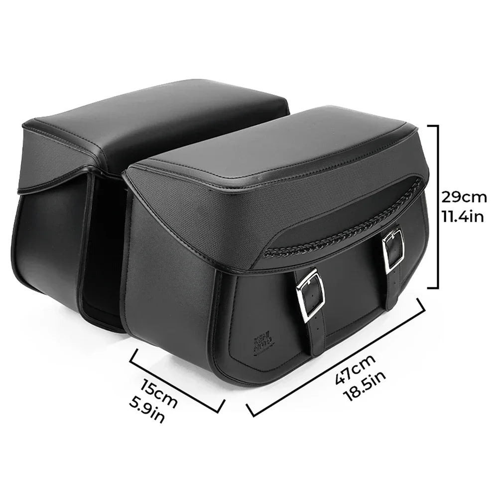 KEMITOUR Throw-Over Motorcycle Saddlebags | PU Leather Waterproof