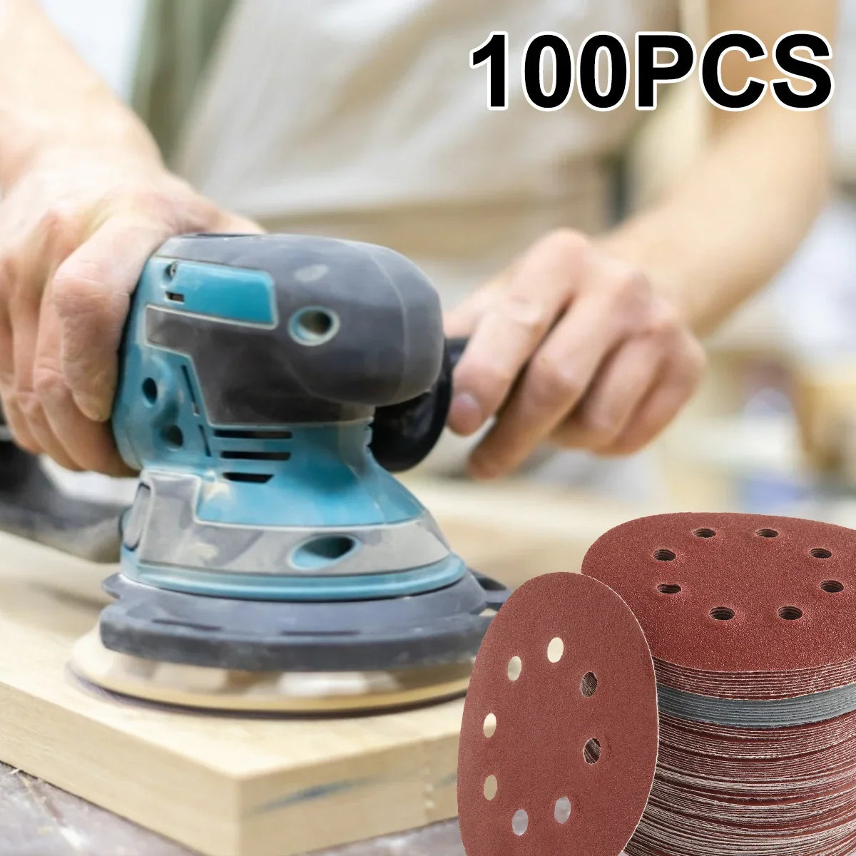 100Pcs 5" Hook & Loop Sanding Discs 80–3000 Grit | 8-Hole
