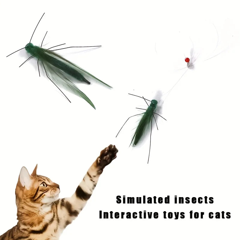Green Grasshopper Cat Teaser Wand Replacement Head Toy