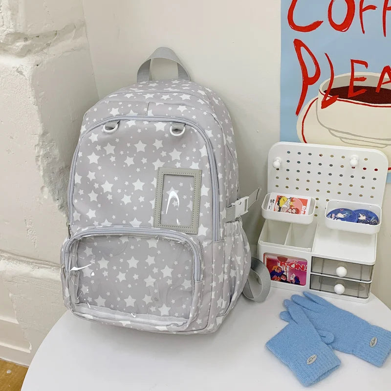 Star Geometric Backpack Girls – Large Capacity Lightweight Bag