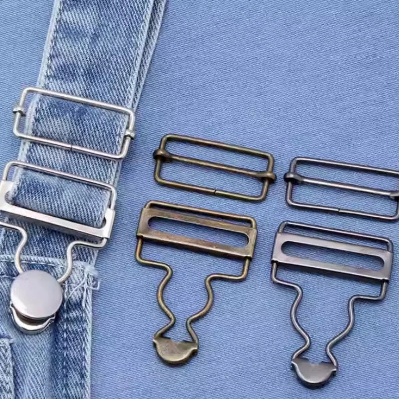 38mm Silver Overall Buckles Kit – 6 Sets Suspender Hooks & Buttons