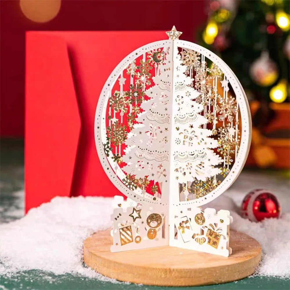 3D Pop-Up Christmas Greeting Card with Envelope – Gold Craft