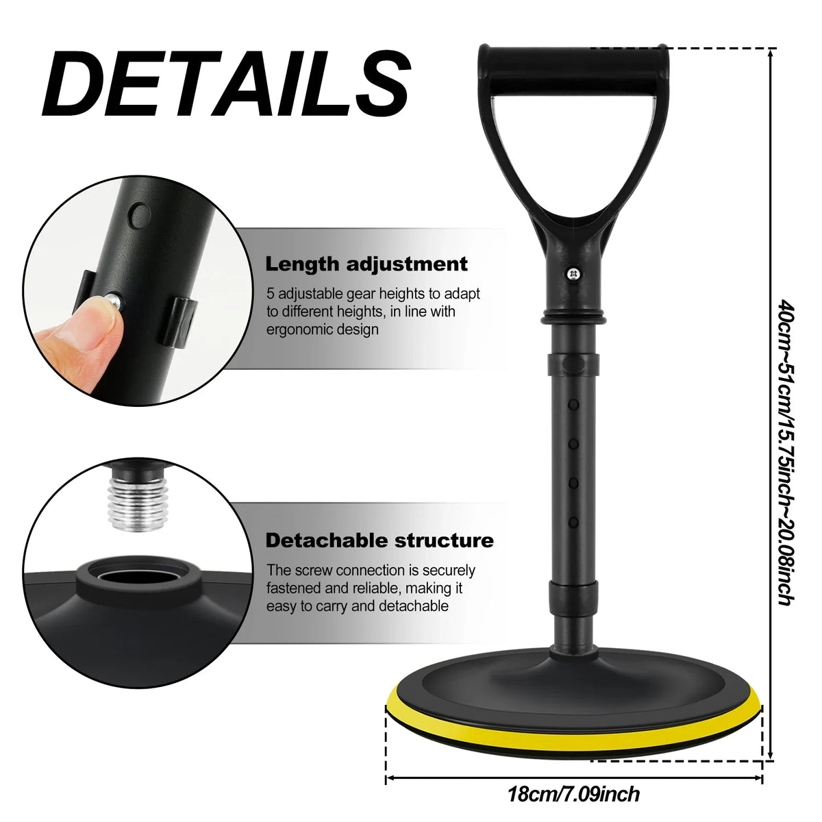 Adjustable Standing Aid Device – 5 Heights, 7-Inch Base