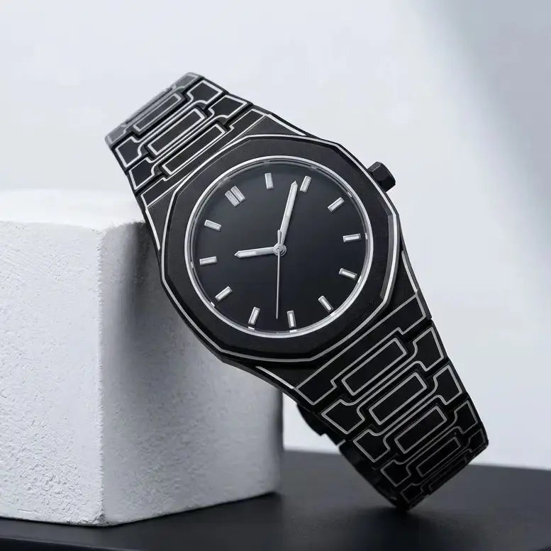 Nixie Octagonal Comic Quartz Watch – Unisex Line Art Style