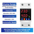 Din Rail Dual Display Over/Under Voltage & Current Protector