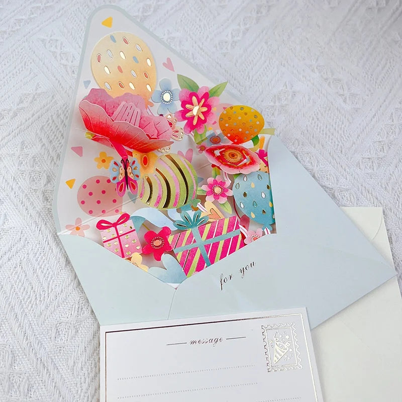 3D Pop-Up Flower Greeting Card Set – Birthday, Wedding & Holiday
