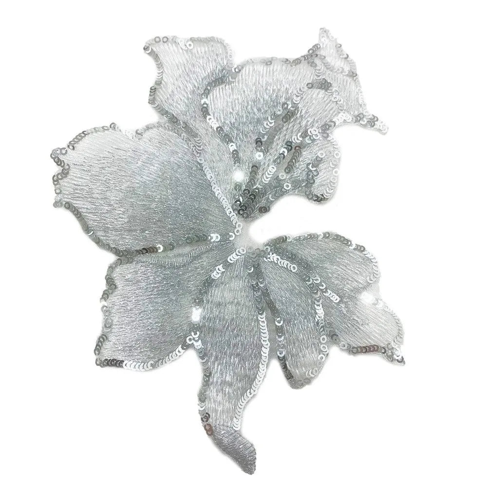 3D Sequin Flower Embroidery Applique Sew-On Lace Patch DIY