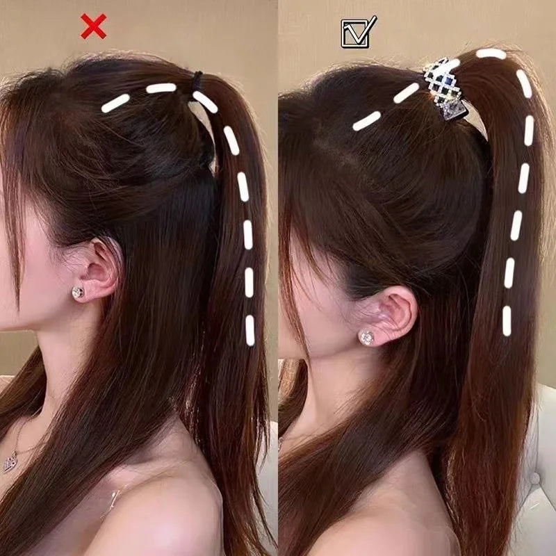 Korean Pearl Crystal Hair Claw Clips – Geometric Style
