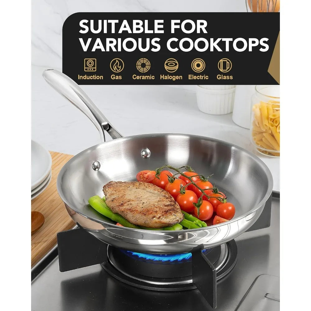 MICHELANGELO 8-Inch Stainless Steel Frying Pan – Induction & Gas