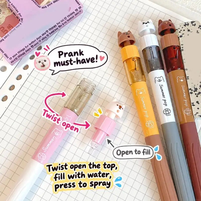 Dog-Themed Retractable Gel Pens – Quick-Dry Black Ink 4 Pack
