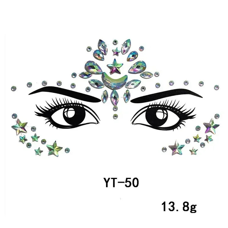 3D Crystal Rhinestone Face Stickers – Festival & Masquerade