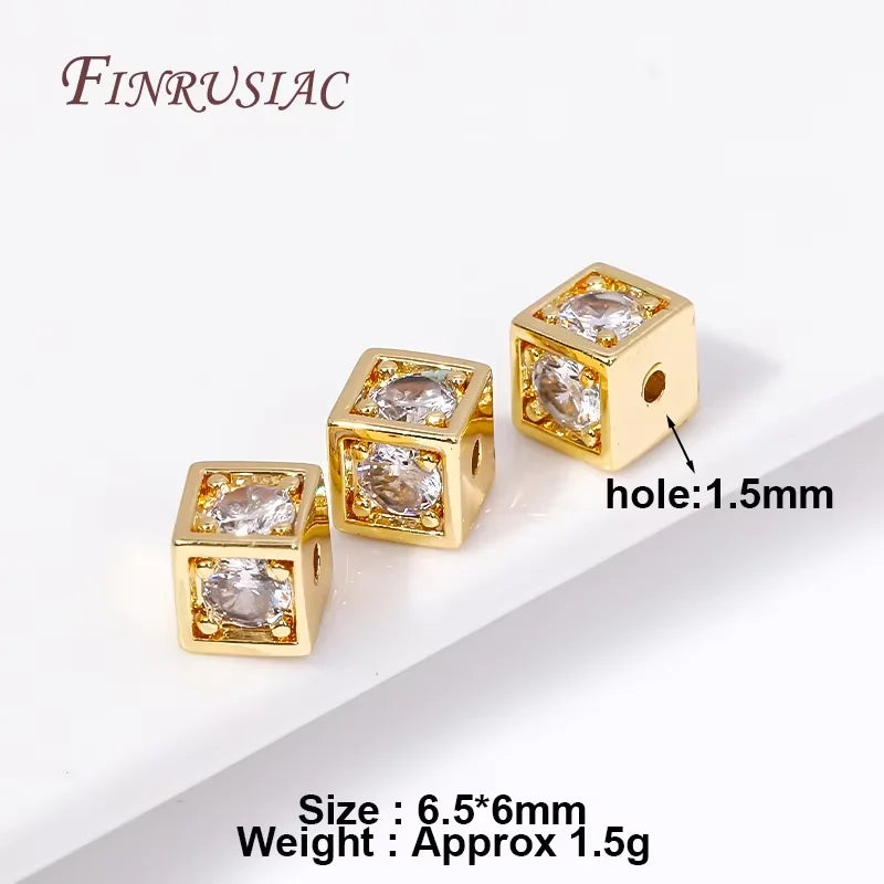 18K Gold Plated Zircon Flower Beads – DIY Jewelry Making