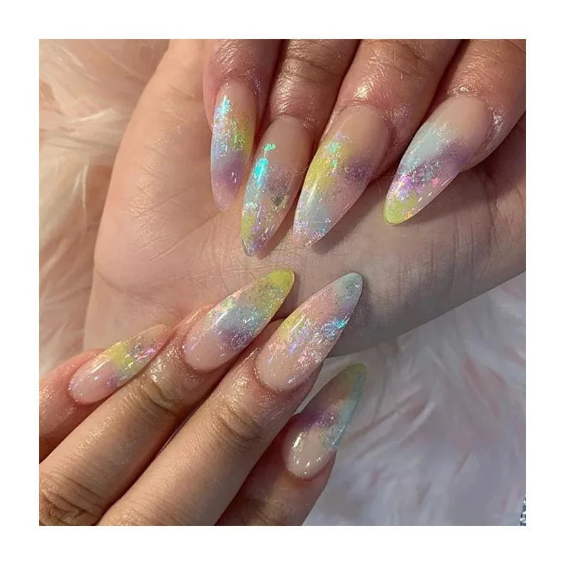 500pcs Clear Acrylic False Nails – Almond Stiletto Full Cover Tips