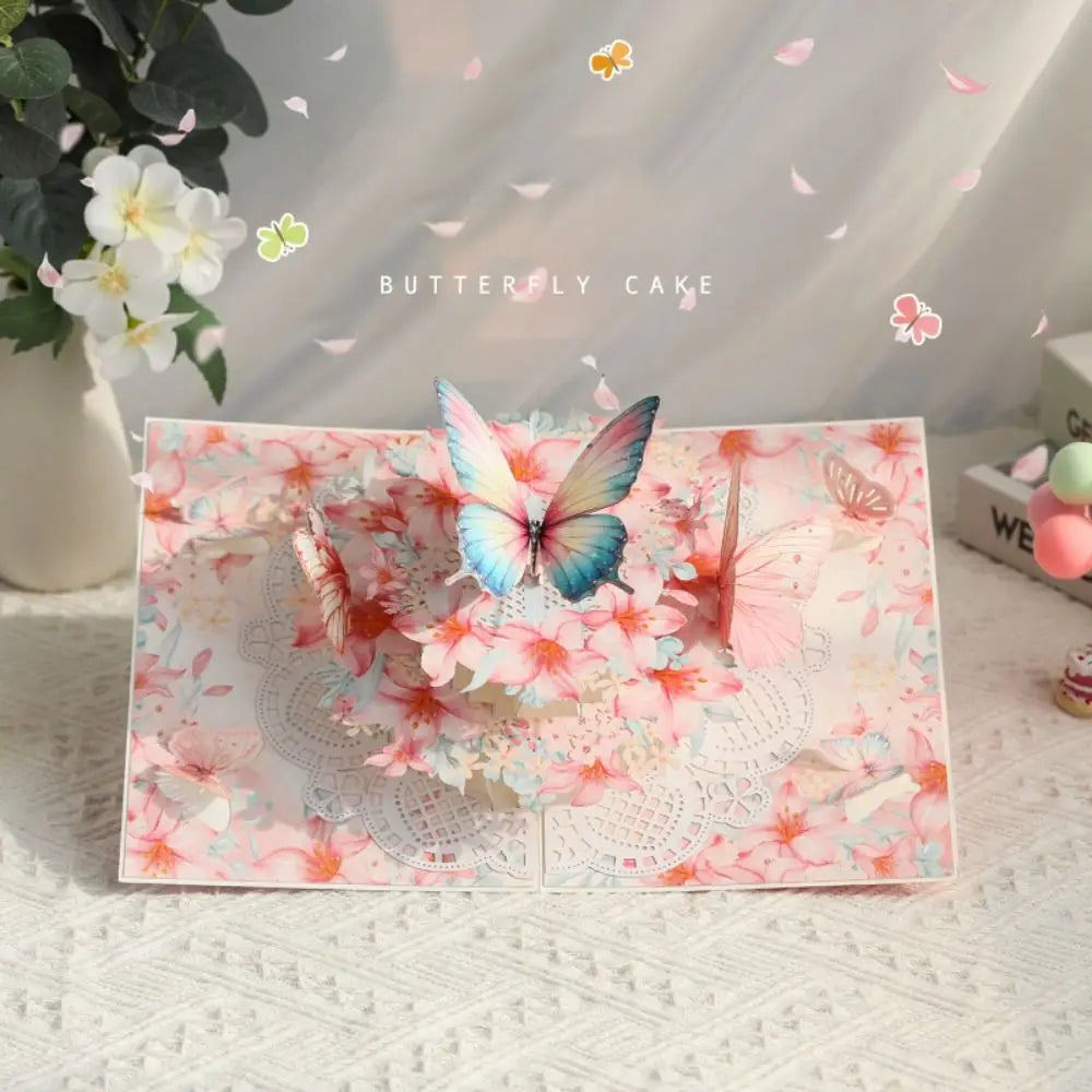 3D Pop-Up Butterfly Flower Birthday Card with Envelope