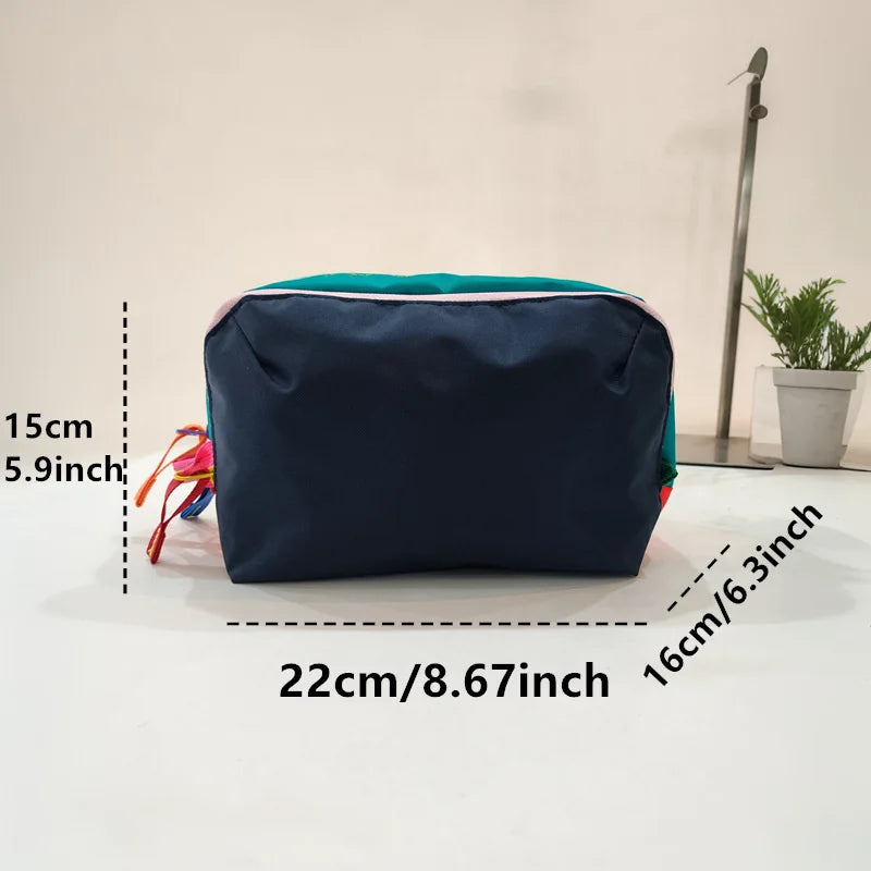 Waterproof Nylon Makeup Bag | Multi-Pocket Color Block Pouch