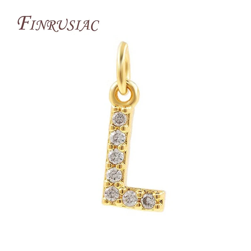 18K Gold Plated Zircon Letter Pendants A-Z Alphabet Charms