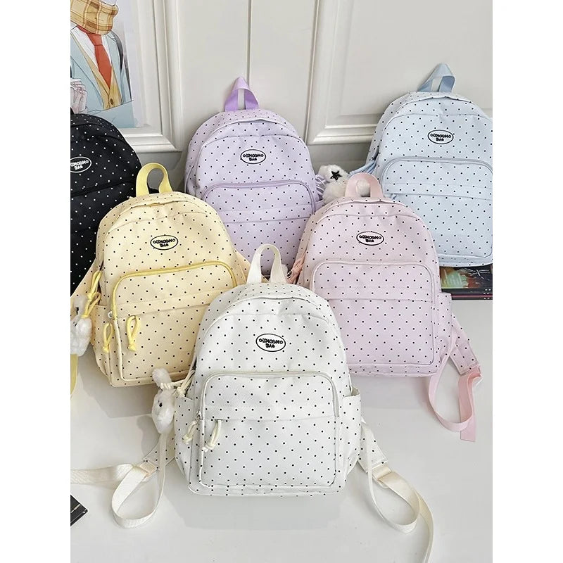 Korean Polka Dot Girls School Backpack – Lightweight Large Capacity