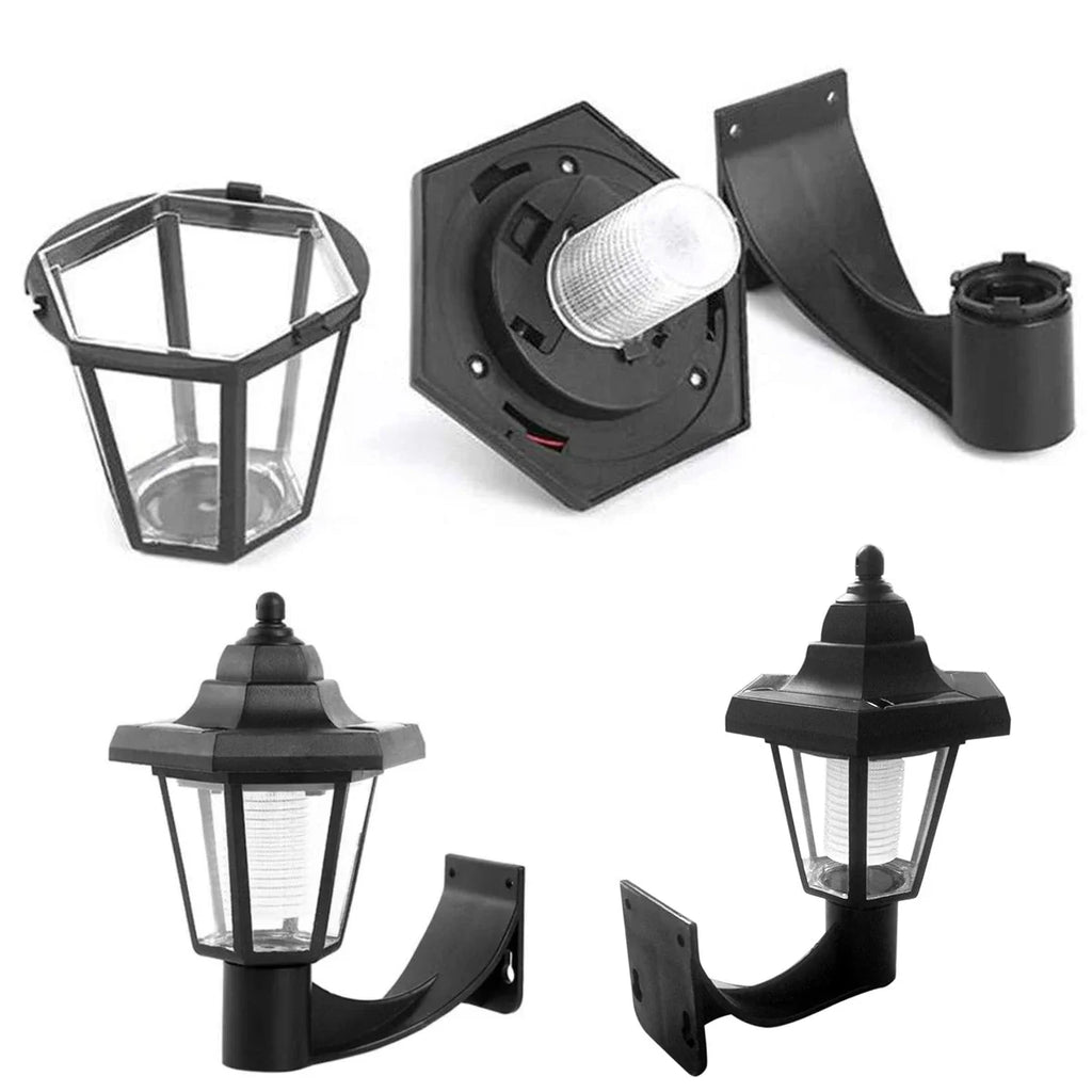 2Pcs Hexagonal Solar LED Wall Lantern – Waterproof Garden Light