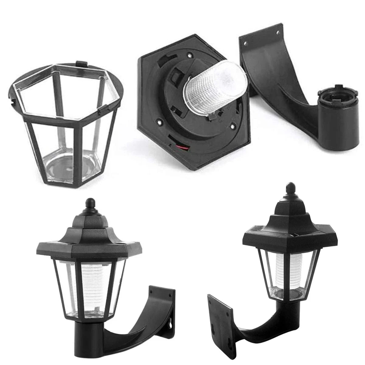 2Pcs Hexagonal Solar LED Wall Lantern – Waterproof Garden Light