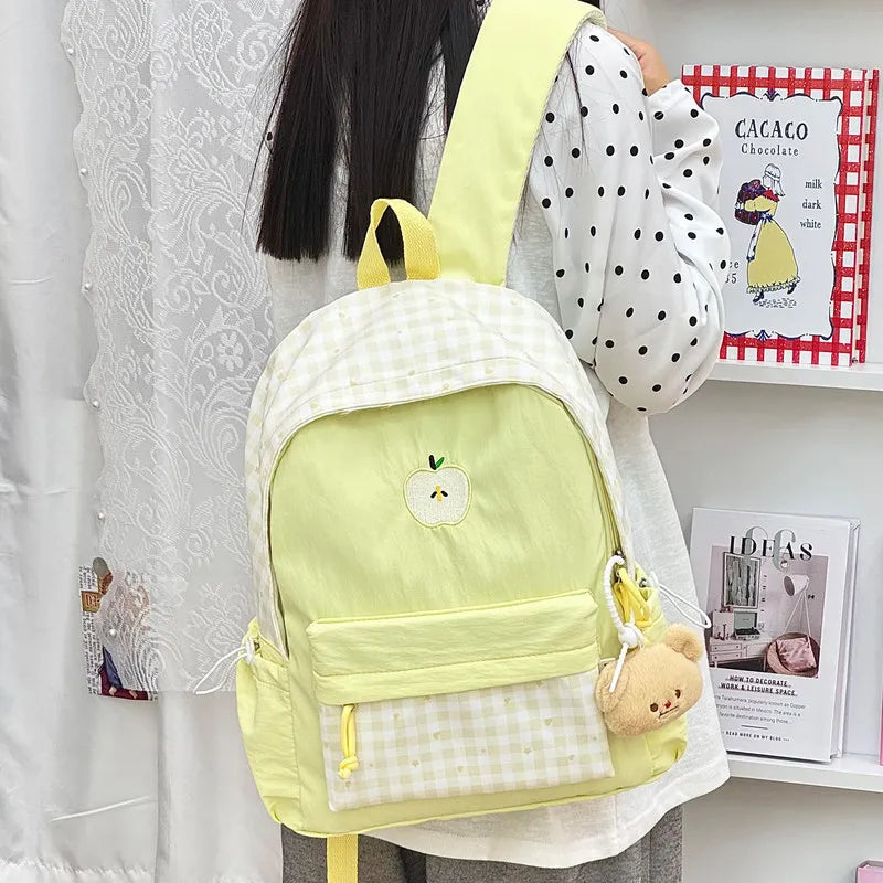 Nixie Plaid Backpack – Korean Style Teen Girls School Bag
