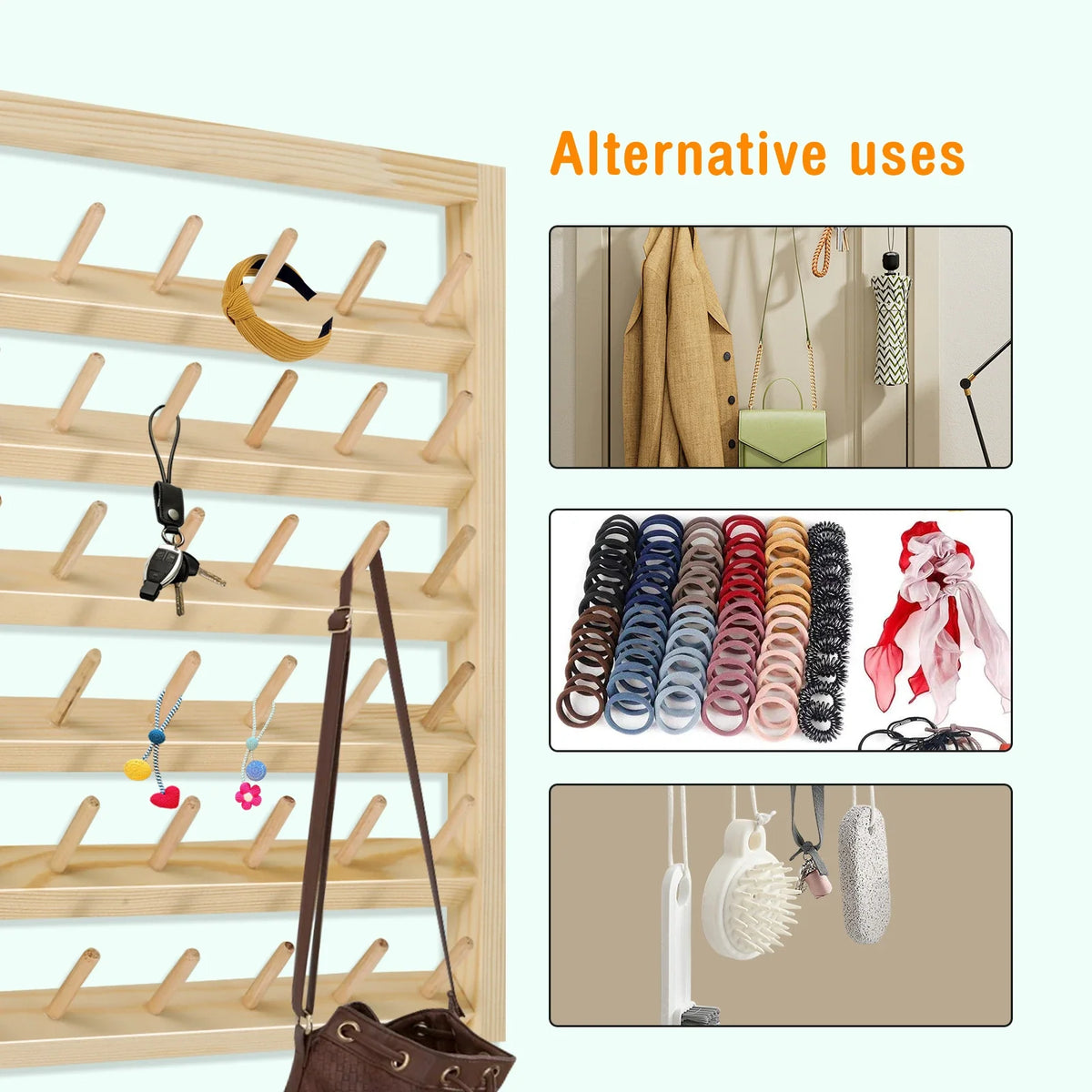 Wooden Thread Rack 48/54 Spool Wall-Mount Sewing Organizer