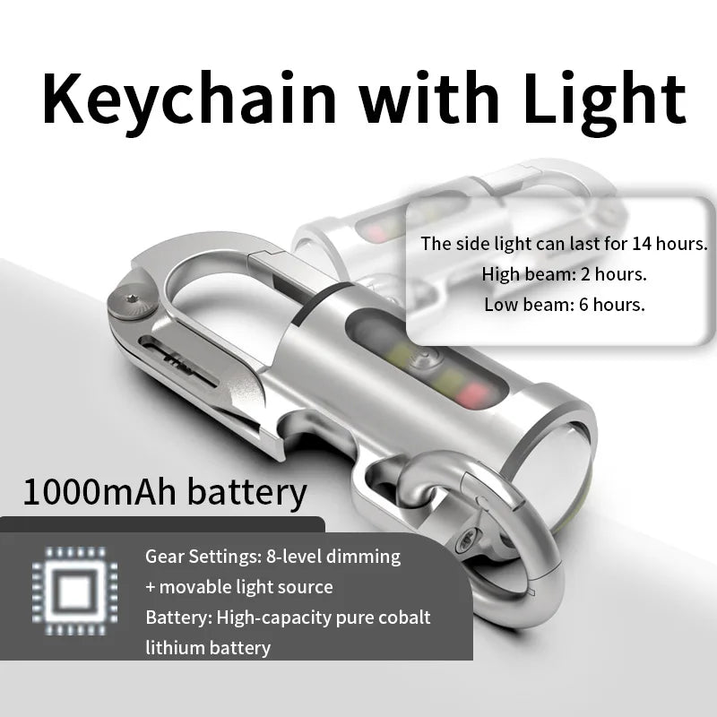 1200LM Keychain Flashlight IPX7 Waterproof Rechargeable Multi-Tool