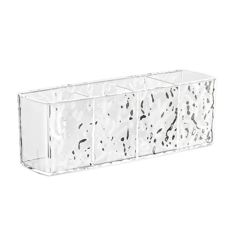 Water Ripple Acrylic Makeup Organizer | 4-Grid Cosmetic Storage