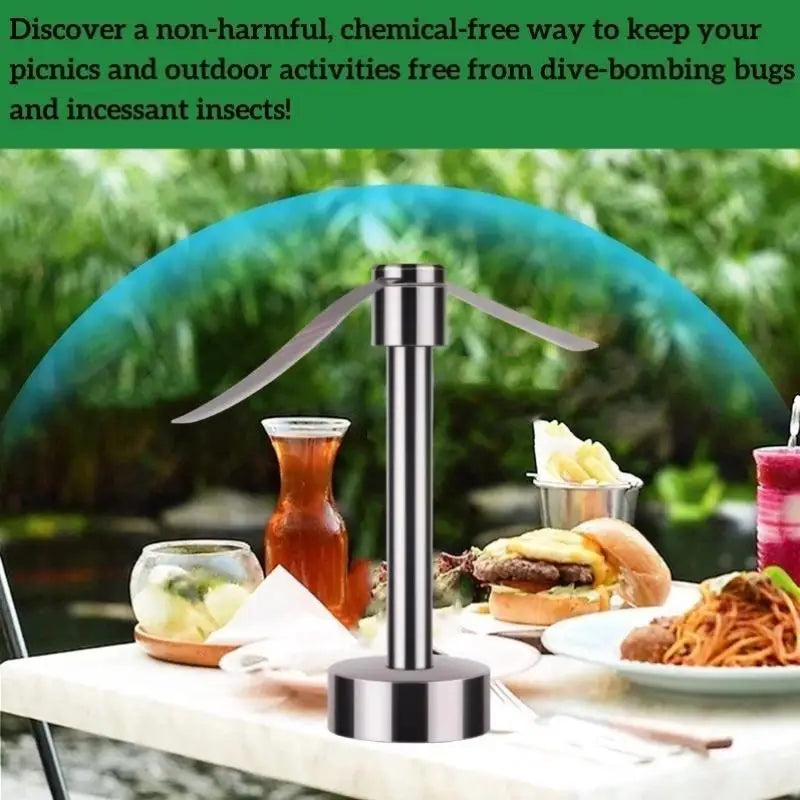 Portable Stainless Steel Fly Repellent Fan | Battery Powered